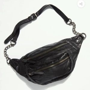 FREE PEOPLE ARCHER LEATHER SLING BLACK BAG